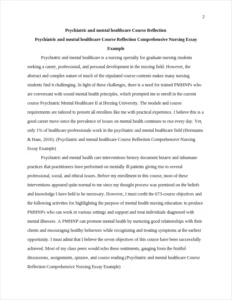 Psychiatric and mental healthcare Course Reflection Comprehensive Nursing Essay Example – page 2