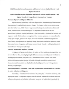 Initial Discussion Post on Comparison and Contrast between Bipolar Disorder I and Bipolar Disorder II Comprehensive Nursing Essay Example – page 2