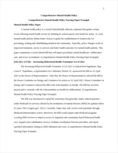 Comprehensive Mental Health Policy Nursing Paper Example – page 2