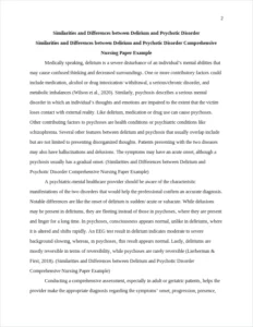 Similarities and Differences between Delirium and Psychotic Disorder Comprehensive Nursing Paper Example – page 2