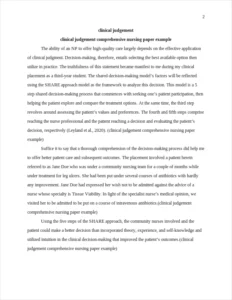 clinical judgement comprehensive nursing paper example – page 2