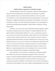 Health Promotion Comprehensive Nursing Paper Example – page 2