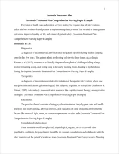 Insomnia Treatment Plan Comprehensive Nursing Paper Example – page 2