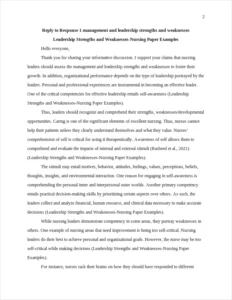 Leadership Strengths and Weaknesses-Nursing Paper Examples – page 2