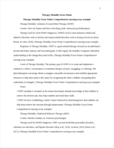 Therapy Modality Focus Points Comprehensive nursing essay example – page 2