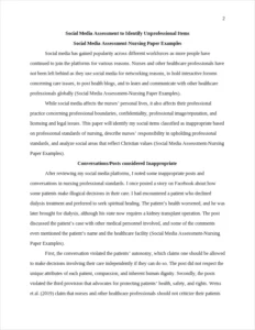 Social Media Assessment-Nursing Paper Examples – page 2