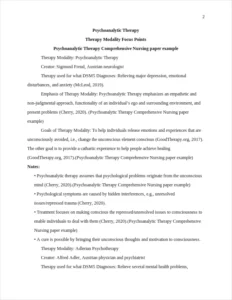 Psychoanalytic Therapy Comprehensive Nursing paper example – page 2