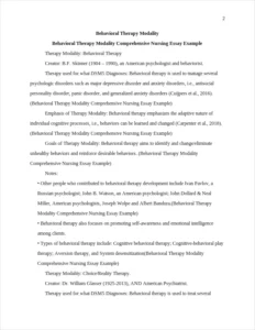 Behavioral Therapy Modality Comprehensive Nursing Essay Example – page 2
