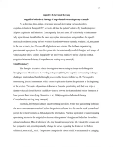 cognitive-behavioral therapy Comprehensive nursing essay example – page 2