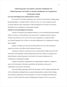 Clinical Preparation Tool-Alcohol Use Disorders Identification Test Comprehensive Nursing paper example – page 2