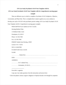 670 Case Study Psychiatric SOAP Note Template with Rx Comprehensive nursing paper example – page 2