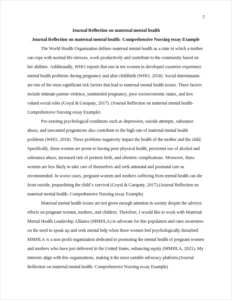 Journal Reflection on maternal mental health- Comprehensive Nursing essay Example – page 2
