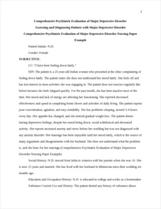 Comprehensive Psychiatric Evaluation of Major Depressive Disorder-Nursing Paper Example – page 2