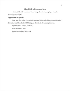 Clinical Skills Self-Assessment Form-Comprehensive Nursing Paper Sample – page 2