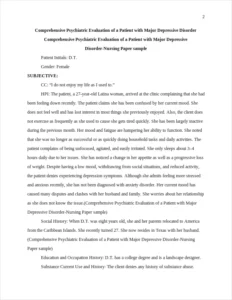 Comprehensive Psychiatric Evaluation of a Patient with Major Depressive Disorder-Nursing Paper sample – page 2
