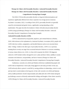 Therapy for Clients with Personality Disorders: Antisocial Personality Disorder Comprehensive Nursing Paper Example – page 2