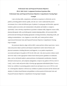 Professional Aims and Proposed Practicum Objectives Comprehensive Nursing Paper Example – page 2