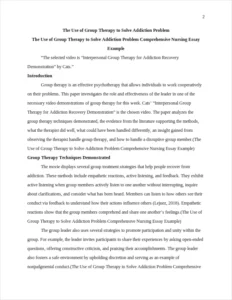 The Use of Group Therapy to Solve Addiction Problem Comprehensive Nursing Essay Example – page 2