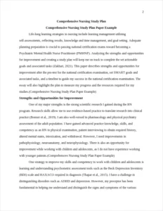 Comprehensive Nursing Study Plan Paper Example – page 2