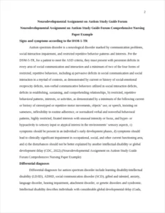 Neurodevelopmental Assignment on Autism Study Guide Forum Comprehensive Nursing Paper Example – page 2