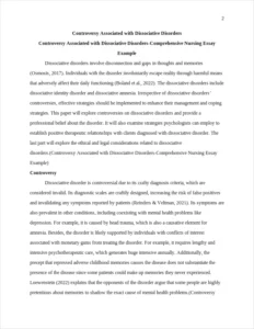 Controversy Associated with Dissociative Disorders-Comprehensive Nursing Essay Example – page 2