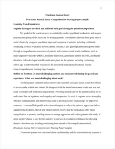 Practicum Journal Entry-Comprehensive Nursing Paper Sample – page 2