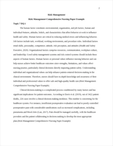 Risk Management Comprehensive Nursing Paper Example – page 2