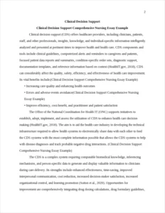 Clinical Decision Support Comprehensive Nursing Essay Example – page 2