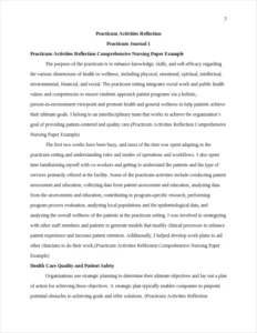Practicum Activities Reflection Comprehensive Nursing Paper Example – page 2