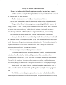 Therapy for Patients with Schizophrenia Comprehensive Nursing Paper Example – page 2