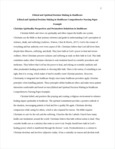 Ethical and Spiritual Decision Making in Healthcare Comprehensive Nursing Paper Example – page 2