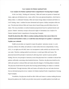 Case Analysis On Patients Spiritual Needs-Comprehensive Nursing Paper Example – page 2