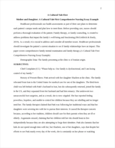 A Cultural Tale First Comprehensive Nursing Essay Example – page 2