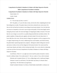 Comprehensive Psychiatric Evaluation of a Patient with Major Depressive Disorder – page 2