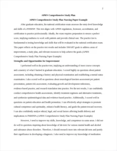 APRN Comprehensive Study Plan Nursing Paper Example – page 2
