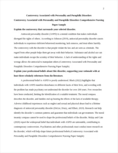 Controversy Associated with Personality and Paraphilic Disorders Comprehensive Nursing Paper Sample – page 2