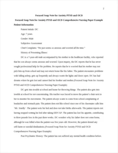Focused Soap Note for Anxiety PTSD and OCD Comprehensive Nursing Paper Example – page 2