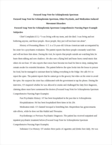 Focused Soap Note for Schizophrenia Spectrum Comprehensive Nursing Paper Example – page 2