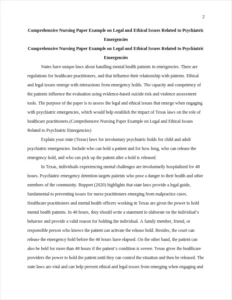 Comprehensive Nursing Paper Example on Legal and Ethical Issues Related to Psychiatric Emergencies – page 2