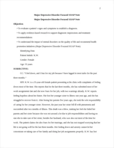 Major Depressive Disorder Focused SOAP Note – page 2