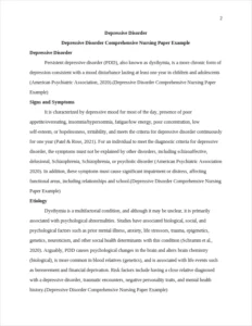 Depressive Disorder Comprehensive Nursing Paper Example – page 2
