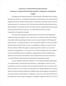 Controversy Associated With Dissociative Disorders Comprehensive Nursing Paper Example – page 2