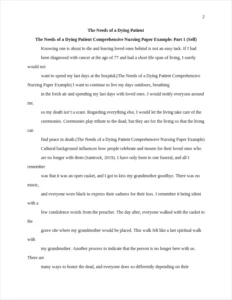 The Needs of a Dying Patient Comprehensive Nursing Paper Example – page 2
