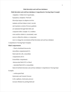 Fluid electrolyte and acid base imbalance Comprehensive Nursing Paper Example – page 2