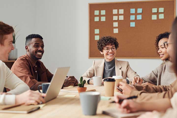 tech startup team member meeting